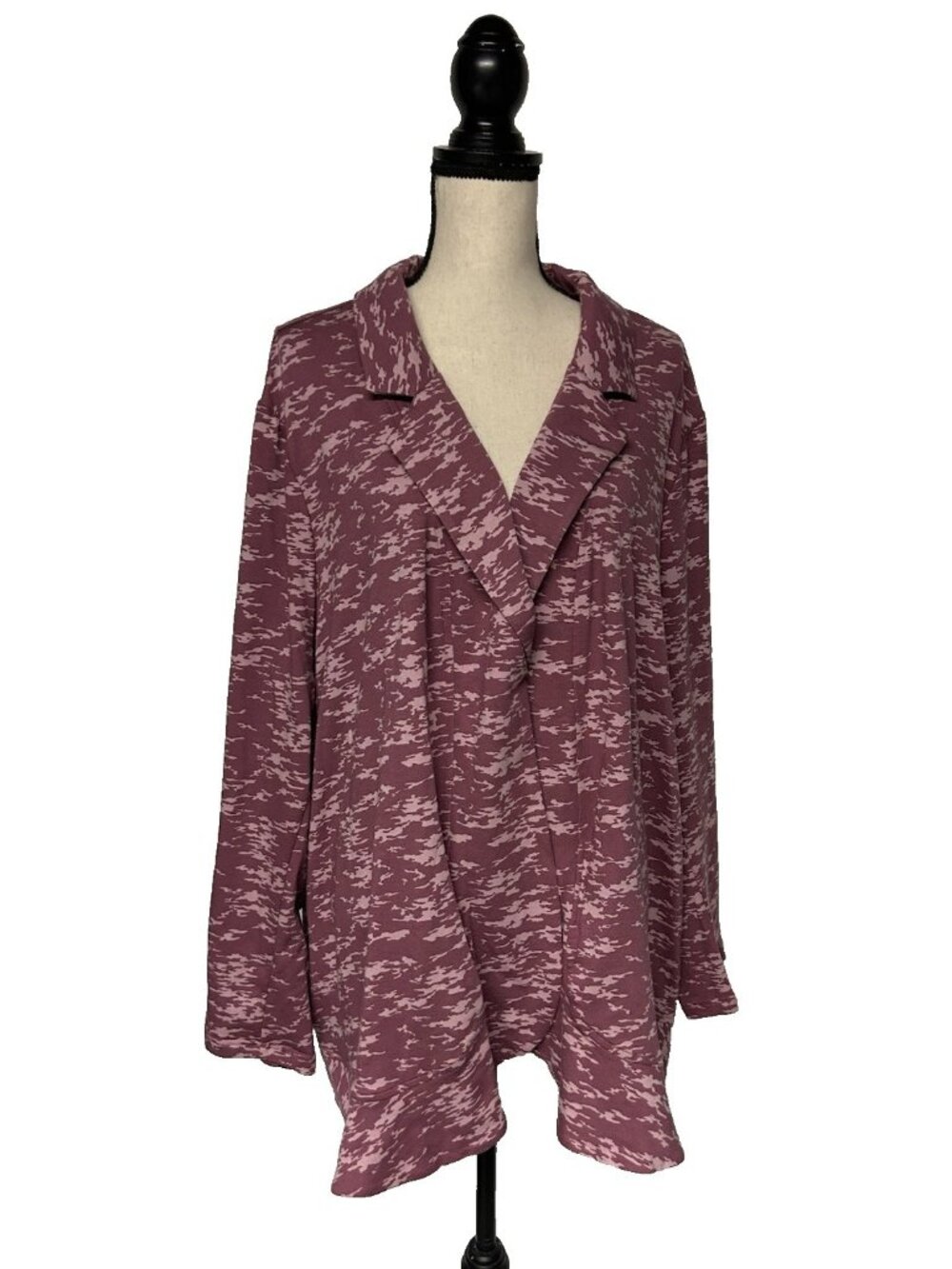 Logo Lori Goldstein Women’s Mini Camo French Terry Blazer Raisin Plus Size 5X